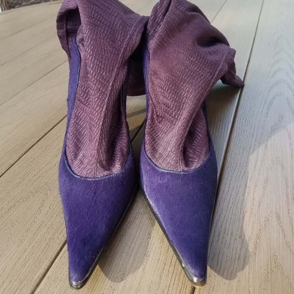 Les Copains Purple Pointed-Toe Heeled Boots